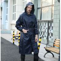 Transparent Dark Blue Waterproof Reflective Full Long Polyester Fishing  Adult Rain Suit Jacket Set