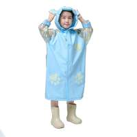 Light blue children rain poncho soft PVC rain poncho for kids