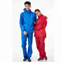 Women men lined packable travel pvc rain suit for cycling